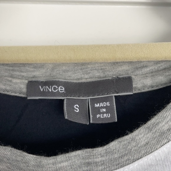 Vince Colorblock Tee Pima Cotton Navy White Gray Small - Picture 2 of 3